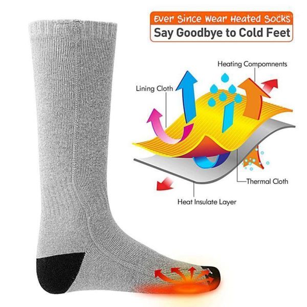 

usb charging heating sock foot warm electric heating socks foot warmer winter outdoor riding windproof sports socks accessories1, Black