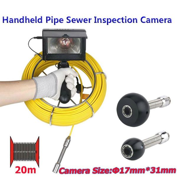 

1000 tvl 20m cable 4.3 inch 17mm 22mm lens handheld industrial pipe sewer inspection video camera system with 8pcs led lights