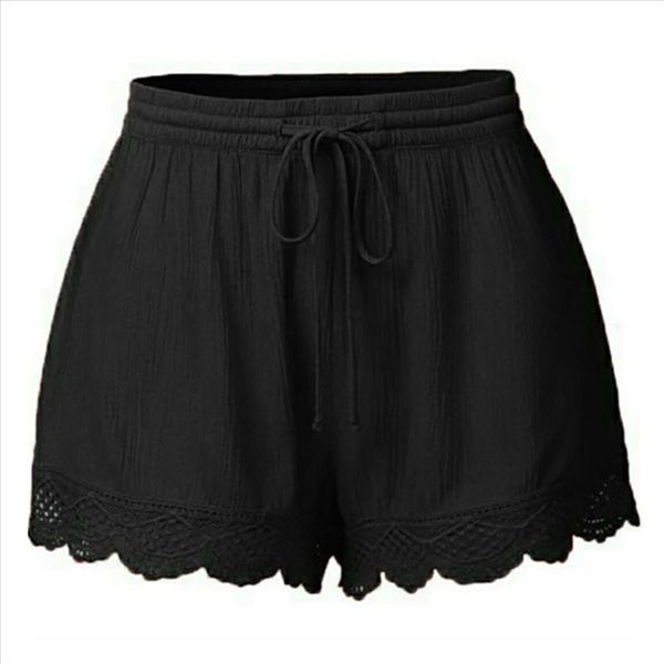 

high waist shorts for women summer plus size shorts korean lace black shorts sports rope tie sweatpants fringe trousers, White;black