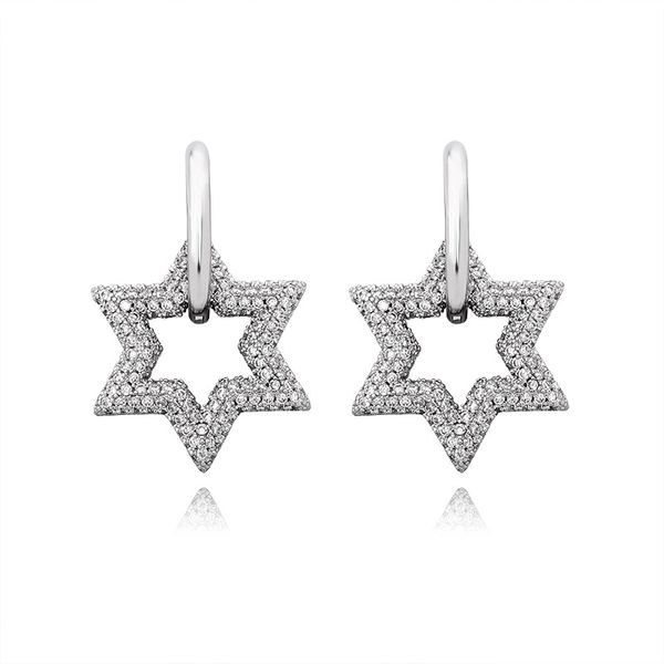 

trendy luxury multi-color bling zircon drop earrings hip hop women earrings fashion all-match gold silver color stars earrings, Golden;silver