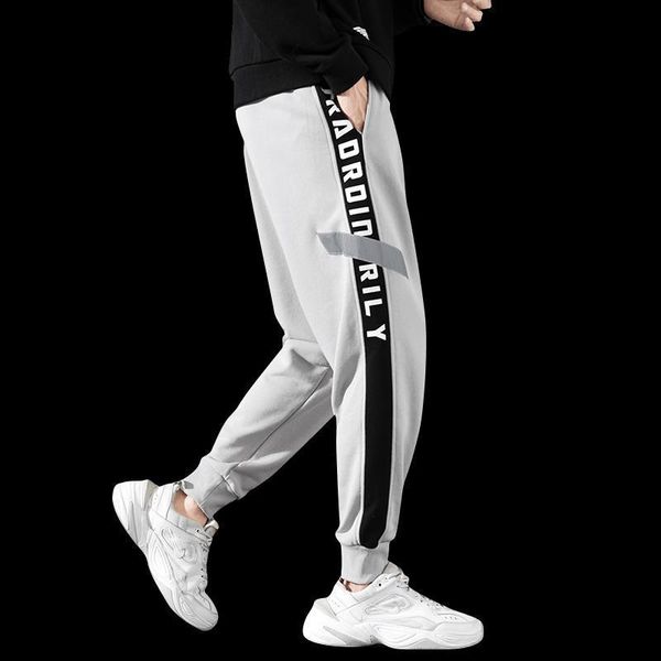 

pants mens joggers streewear fitness men sportswear fashion tracksuit bottoms skinny sweatpants trousers gyms jogger track pants, Black