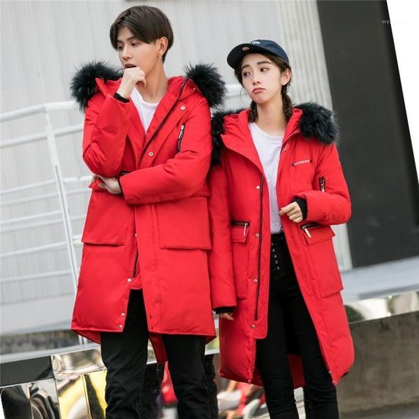 

fashion mens winter mid long coat printed fur collar hoody warm parka padded overcoat plus size 5xl oversized down jacket1, Black
