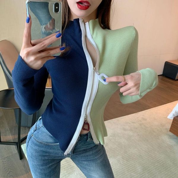 

women cardigan spring and autumn zipper long sleeve sweater women knitted ladies soft outwear female, White