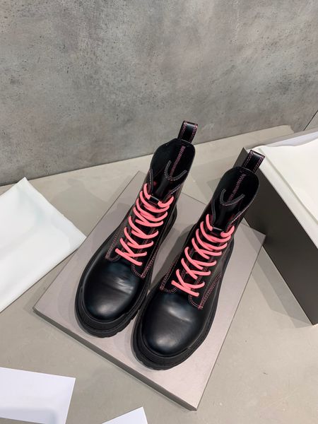 

designer womens boots luxury black pink leather round head flat heel heel with box size 35-40