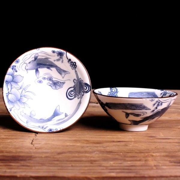 

ceramic kung fu чайный набор японский стиль маленький чай чашка чашка одиночная синяя и белая фарфоровая чашка персональный мастер bbyypb