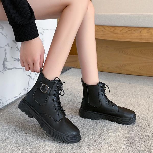 Toe Женщина Round Rock Shoute Lolita Boots Boots Women Mid Colf Дамы резины