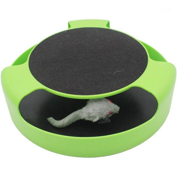 

cat toys 2 in1 interactive with running mice and scratching pad durable safe kitten game exercise no battery needed1