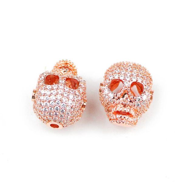 

jnby skull подвесной медный прокладки бусины 4 отверстия micro pave cz zircon clarms свободные бусины ювелирный браслет изготовления diy акс, Bronze;silver