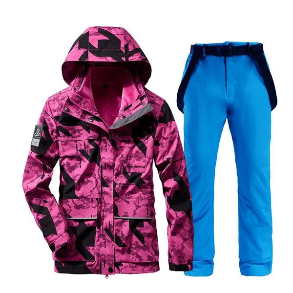 

skiing suits ski suit for women outdoor waterproof thermal jacket+ pants windproof and snowboarding female winter warm snow coat