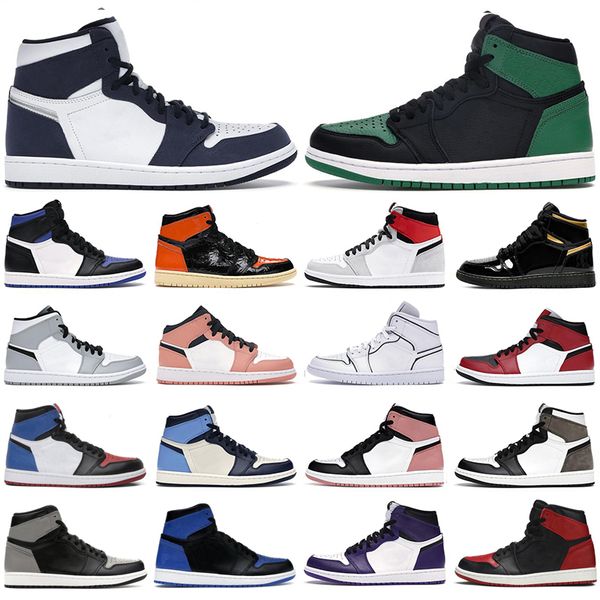 

2021 баскетбольная обувь jumpman 1 мужчины женщины 1s high og midnight nautify черный металлический золотой свет свет серый твист королевски