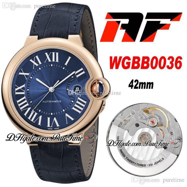 

af 42mm a2824 automatic mens watch 18k rose gold blue texture dial white roman markers calfskin leather strap super edition 2022 watches pur, Slivery;brown