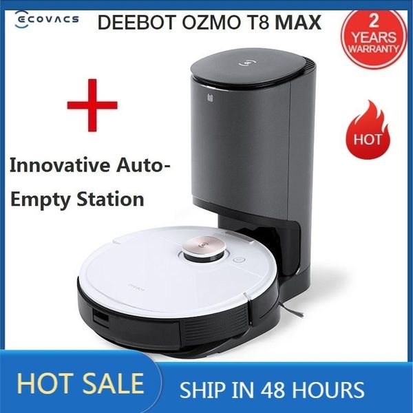 

vacuum cleaners 2021 ecovacs deebot ozmo t8 max with innovative auto-empty station sweeping and mopping robot cleaner app remote control