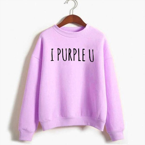 

толстовка kpop i purple u письмо напечатана женская толстовка осенью зимний флис теплый капюшон корейский стиль уличные одежды, Black