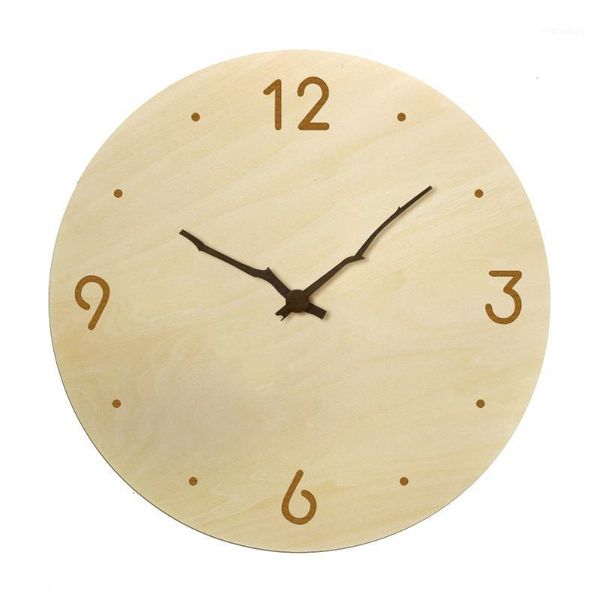 

wall clocks abstract minimalist branch-shaped hands farmhouse style wooden clock eco friendly natural decor hanging watch1