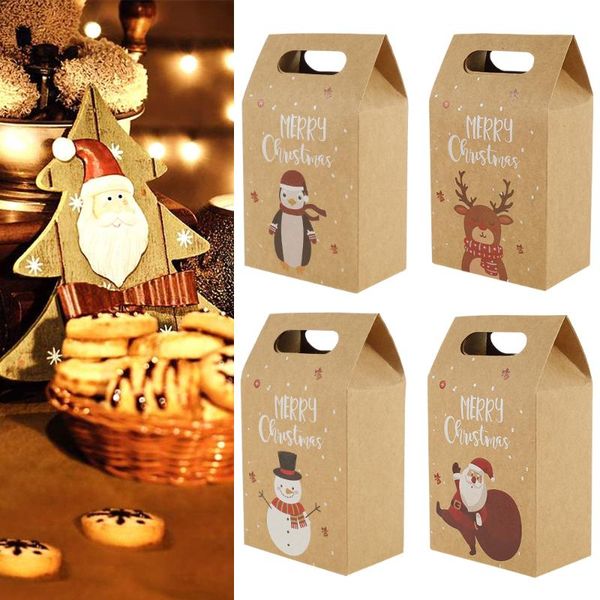 

gift wrap 12pcs xmas box diy decor packaging pouch christmas apple candy cookie present bag santa claus pattern retro kraft paper