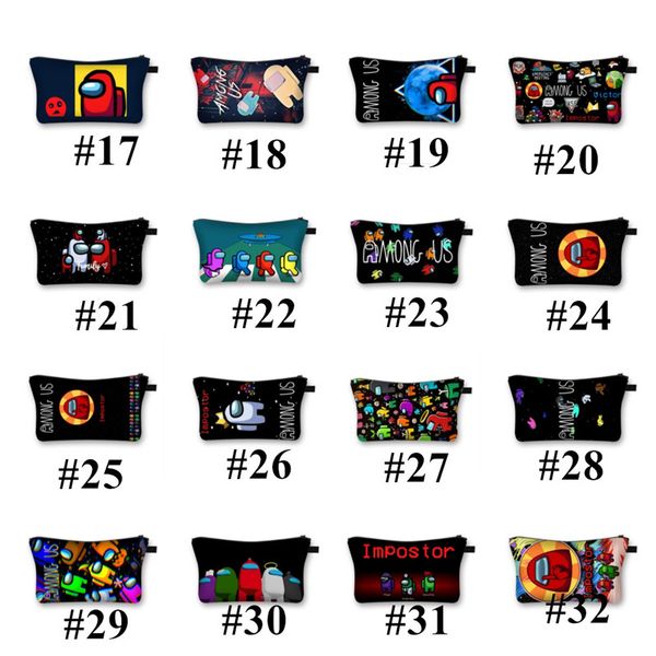 

58 colors game among us anti-splash cosmetic bag space werewolf killer zipper bag ladies clutch multifunction travel storage bags e121411, Black