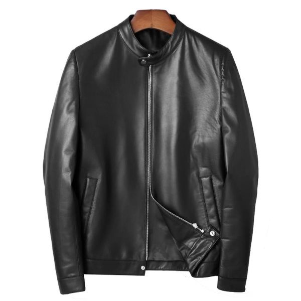 

formal natural sheep skin leather jacket men meeting working outwear leather genuine black real men jacket
