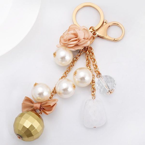 

flower keychain bag pendant with bowknot bag holder crytals strass women bag flower charm key chain buckle key ring ch906 h sqcxzt