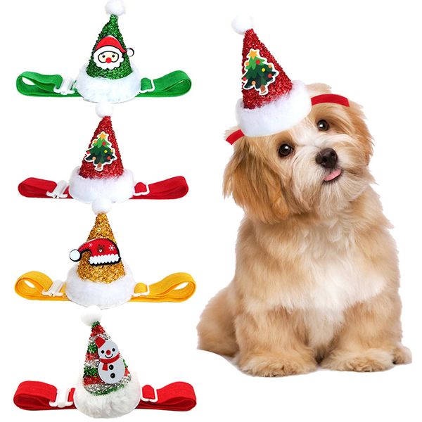 

christmas pet cosplay clothes costume elastic glitter pet hat cat dog party decoration new year pet headwear dog birthday hat