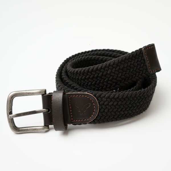 

fashion brand new men's youth canvas woven women's pin buckle elastic trouser belt, Black;brown