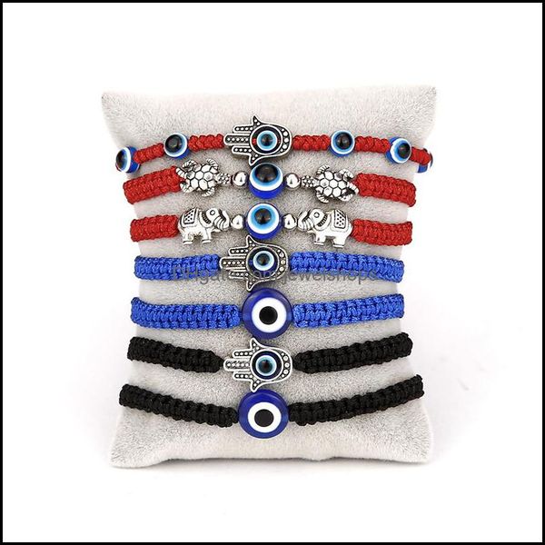 Charm Armbänder Schmuck Blue Evil Eye Geflochtene Seilketten für Frauen Männer Schildkröte Elefant Hamsa Hand Rote Schnur Armreif Mode Drop Lieferung 2