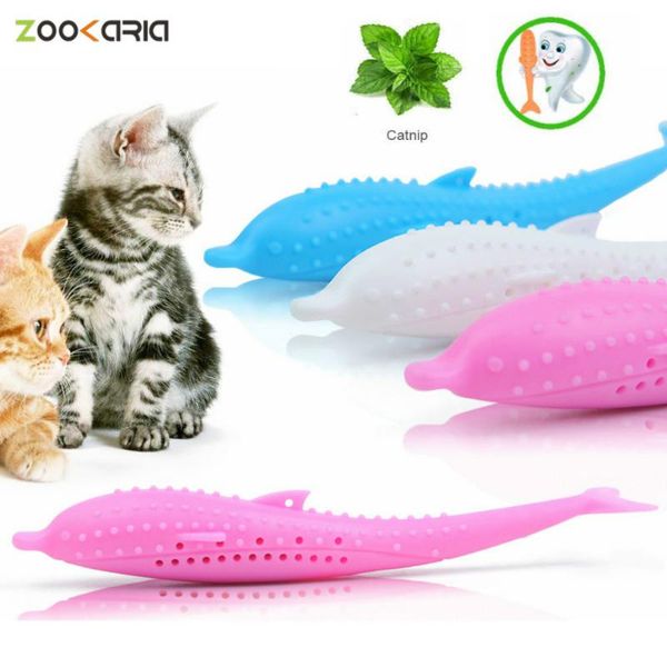 

cat toys soft silicone mint fish toy catnip pet clean teeth toothbrush chew cats