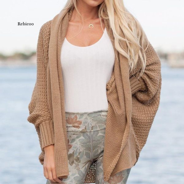 

women sweater cardigans bat sleeve cardigan easy loose coat sweater loose size outwear women for winter, Black;brown