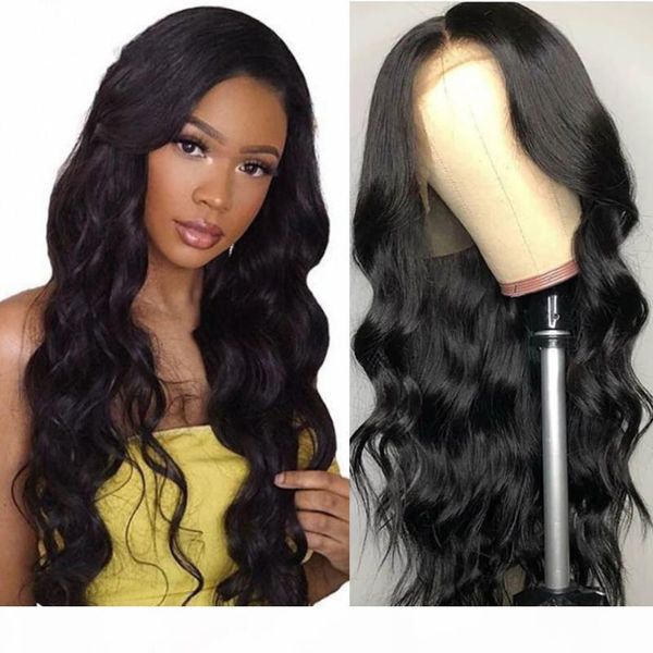 

360 body wave lace front pre plucked wig 13x4 lace frontal human hair wigs deep wave peruvian hair with baby 150 density, Black;brown