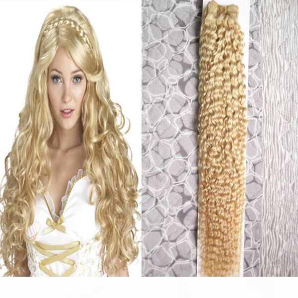 

100g bundles brazilian kinky curly bundles human hair brazilian hair weave bundles 613 bleach blonde non remy hair extension 1pc, Black