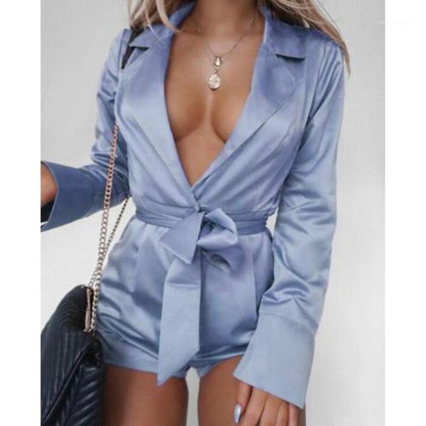 

women's jumpsuits & rompers women deep v-neck home casual playsuits long sleeve belted short romper culb jumper erotic jumpsuit1, Black;white