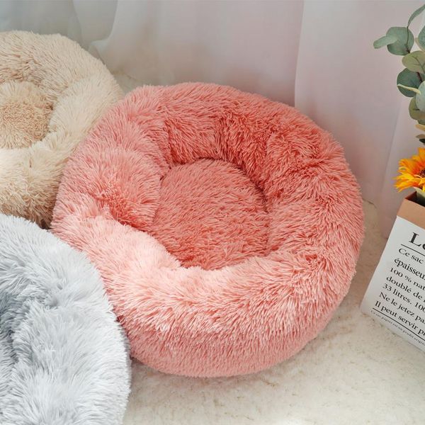 

fluffy calming dog bed long plush donut pet bed hondenmand round orthopedic lounger sleeping bag kennel cat puppy sofa b sqcsgq