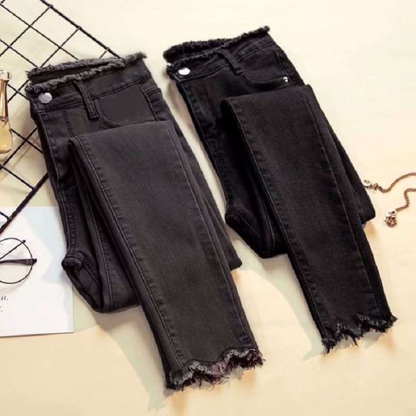 

pinduoduo jeans women's 220 spring and autumn new high waisted slim nine point pencil legged pants, Blue