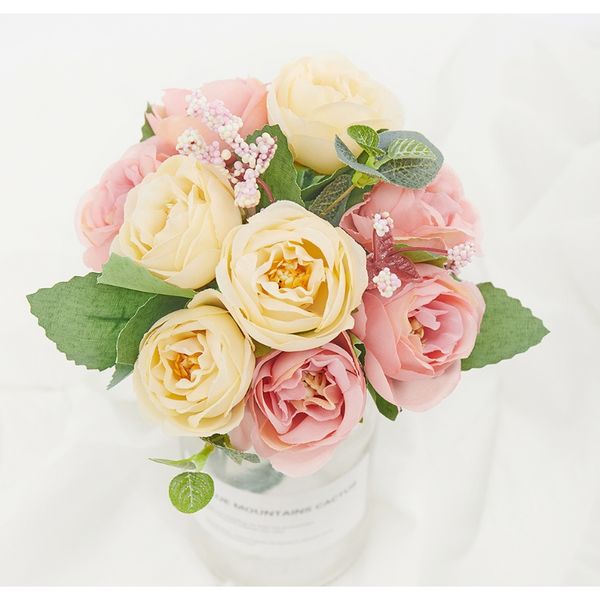 

new silk rose artificial flowers for home decoration in balcony beautiful roses bouquet fake flowers wedding party arrangement f wmtjww