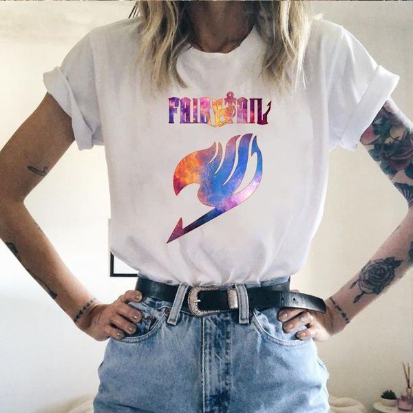 

смешные футболки fairy хвост японские аниме рубашка mujer camisetas белые топы женские уличные одежды винтаж tee top roupa feminina tshirt, White