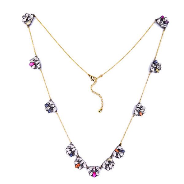 

chains multicolor crystal maxi necklace bohemian thin chain long handmade summer fashion jewelry, Silver