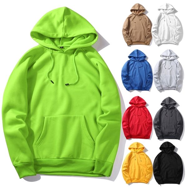 

men hoodies green streetwear fashion pullover hoodies men fleece thick sweatshirts autumn winter warm hoodies men solid color 201113, Black
