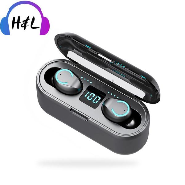 

new mini f9 tws bluetooth 5.0 earphones wireless headphones 9d hifi stereo sports waterproof wireless headset for dropshipping