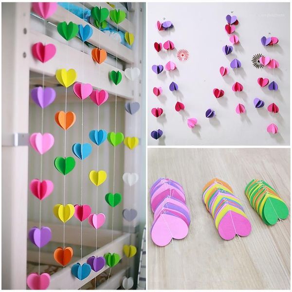 

3m 3d colorful diy paper heart garland for room child room party wedding birthday home hanging p valentine decoration1