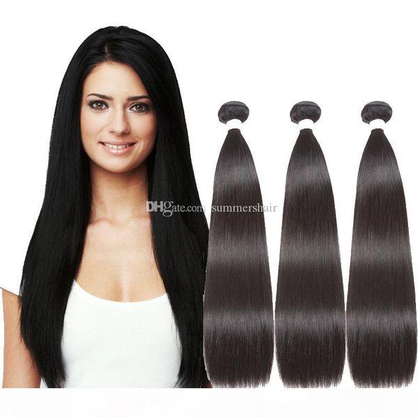 

brazilian hair weave bundles straight 100% human hair mixed length bundles natural color remy hairweft hair extension, Black