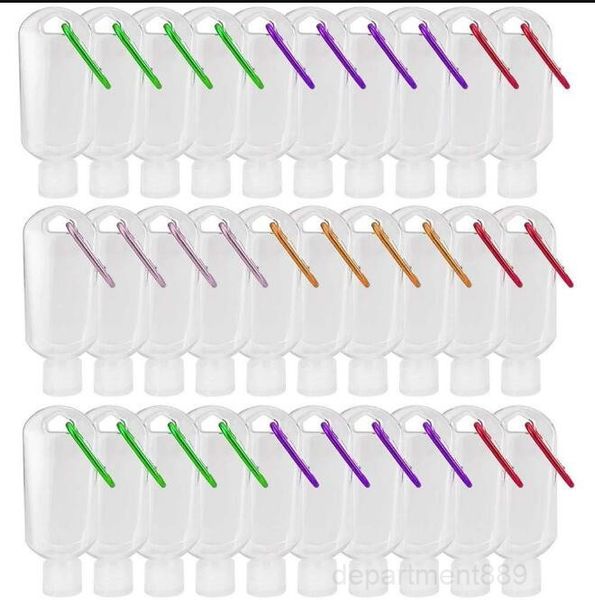 

30ml/50ml/60ml plastic clear keychain hand sanitizer refillable empty bottles portable squeeze containers with flip cap owc449