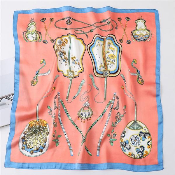 

небольшие квадратные волосы шарф 2020 новый шелкового прохождения женские бандана аксессуары женщины мода обертывания шарфы hijab шарфс лето, Blue;gray