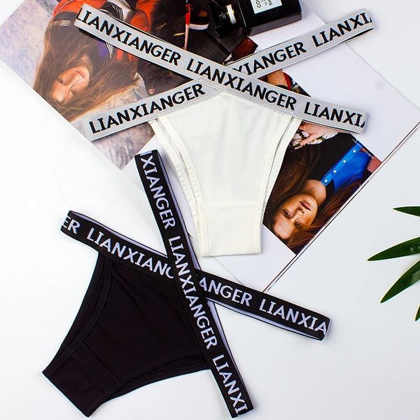 

women sporty style wrap design ladies panties thongs string fashion cotton women underwear seamless briefs lingerie, Black;white