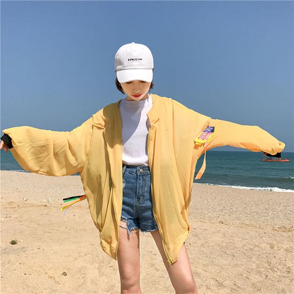 

2021 new woman sunscreen clothes 3xl summer wild jacket section thin bat chiffon shirt with female hood a188 lvp3, Black;brown