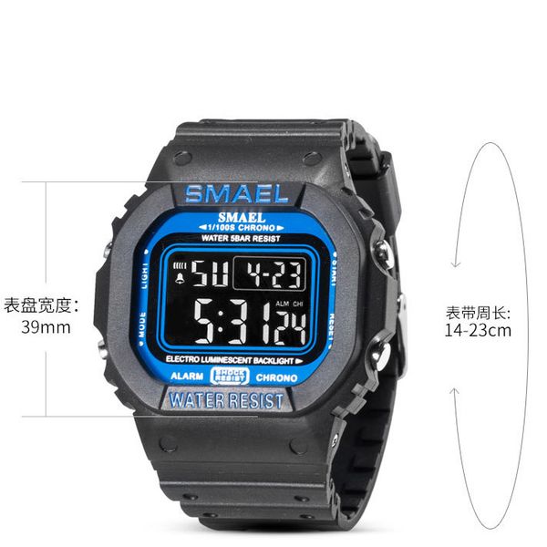 

wholesale smael ditigal watch boy mens student waterproof luminous fashion trend watch blue inner black plastic sport watches a01a8, Slivery;brown