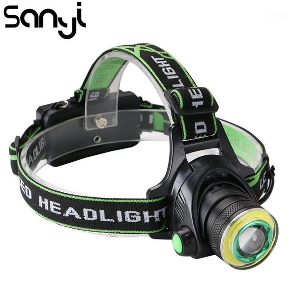 

sanyi 1*xml-t6+1*cob led headlamp 90 degree rotatable headlight 4 modes bright head torch lamp lanterna for camping cycling1