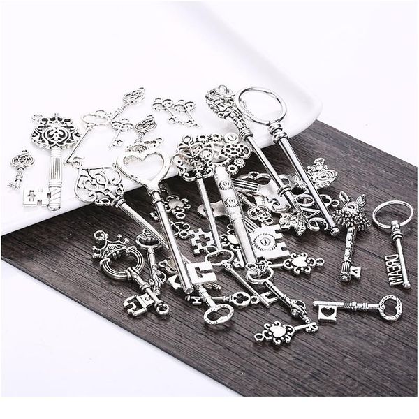 

vintage gold silver mixed 10/20pcs heartshape key lock metal charms pendants diy handmade neacklace jewelry making acc bbymcs