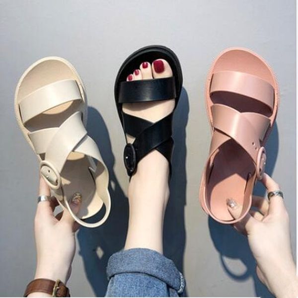 

sandals female summer flat new summer korean version of the wild student casual simple platform shoes platform women's shoes y200405, Black
