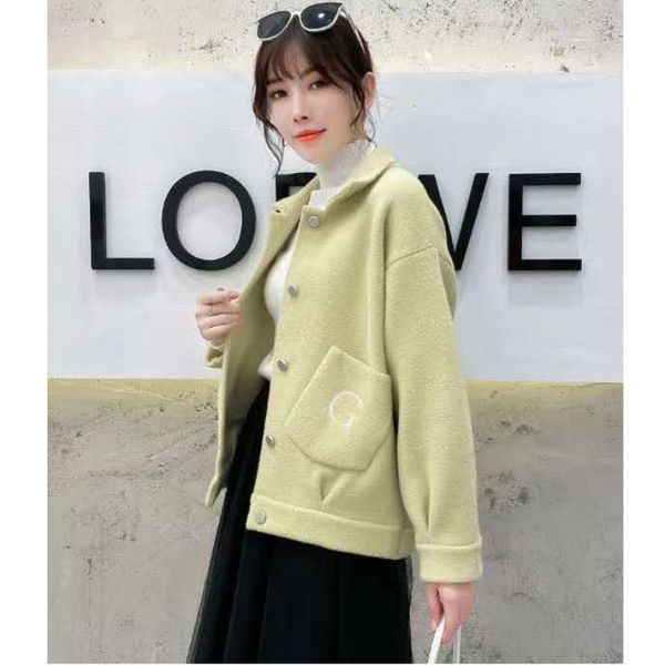 

autumn and winter 2020 new double faced knitted cardigan lapel short korean woolen coat women's fashion, Black