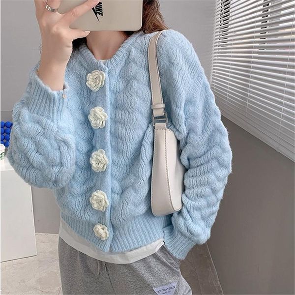 

women's knits & tees women's knits & tees camellia sweater 2022 autumn knit long-sleeved loose round neck lazy coat cardigan for w, White
