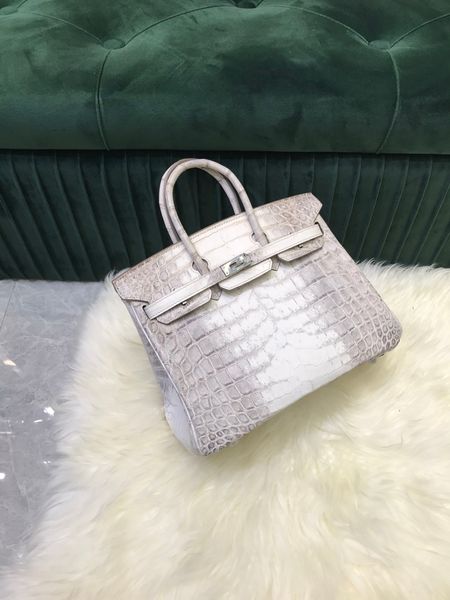 

1pc in stock wholesale price fully handmade wax stitching real matte crocodile leather brand handbag25cm fast delivery message for discount